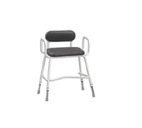 NRS Healthcare Height Adjustable, Extra Wide Perching Stool with Armrests and Padded Backrest