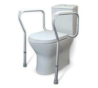 NRS Healthcare Lightweight Height & Width Adjustable Toilet Surround Rail Safety Frame, Medium, Grey and White