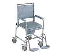 NRS Healthcare M66119 Wheeled Commode/Over Toilet Chair with Padded Seat and Back - Height Adjustable (Packaging may vary)