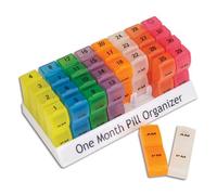 Nrs Healthcare Monthly Pill Organiser, Allows for a Months Medication in Advance, 32 Individual Pill Boxes, Separate flip AM & PM compartments