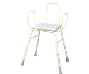 NRS Healthcare Polyurethane Perching Stool with Armrests and Backrest
