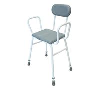 NRS Healthcare Polyurethane Perching Stool with Armrests and Padded Backrest