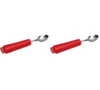 NRS Healthcare Red Handled Cutlery - Teaspoon (Pack of 2)