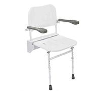 NRS Healthcare Wall Mounted Folding Shower Seat M53370 - with Legs, Back and Arms