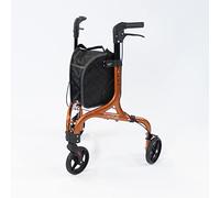 NRS Modern Folding Ultra Lightweight 5 kg (11lb) 3 Wheeled Freestyle Rollator, Locking Brakes, Height Adjustable, Removable Bag - S23459, Orange