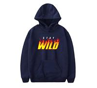 NRSMGTWS Ben Azelart Stay Wild Hoodie Women Men Long Sleeve Sweatshirt Casual Hooded Pullovers (Navy,XXS)