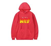 NRSMGTWS Ben Azelart Stay Wild Hoodie Women Men Long Sleeve Sweatshirt Casual Hooded Pullovers (Red,XXS)