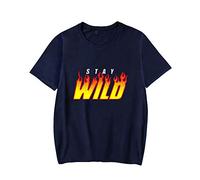NRSMGTWS Ben Azelart Stay Wild T-Shirt Crewneck Short Sleeve Tee Women Men Casual Streetwear Tops (Navy,XXS)