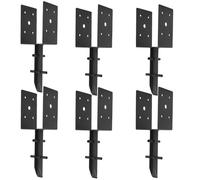 Nrspp 4x4 Concrete Post Anchor 6 Pcs (Inner Dia 3.5"x3.5")U Shape Fence Post Holder Ground Spike Metal Black Powder Coated Post Base