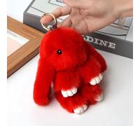 NRSW Bunny Lulu,Bunny Lulu Key Chain,Soft Bunny PomPom,Bunnylulu Keychain,Cute Handmade Bunny with Keychain,Cute rabbit pendant pretending to be dead,Bag Charms, Phone Charms, Keychains,Red