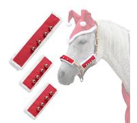 NRTFE Fleece Horse Santa Halter Bridle Cover with Jingle Bell for Christmas Parade