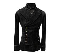 NRUTUP Mens Paisley Vest Slim Fit Classic Double Breasted Gothic Victorian Waistcoat Vintage Steampunk Sleeveless Jackets(Black,Medium)