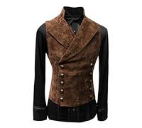 NRUTUP Mens Paisley Vest Slim Fit Classic Double Breasted Gothic Victorian Waistcoat Vintage Steampunk Sleeveless Jackets(Brown,3X-Large)