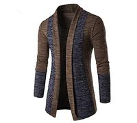 NRUTUP Mens Vintage Long Open Front Cardigan Sweater Fall Lightweight Shawl Collar Knitted Cardigan Sweaters(Coffee,X-Large)