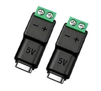 NRVTRE 2Pcs Screw Terminals Type C to 2Pin Connector 5V3A Output Input for Charging Small Devices Without Welding Required Phone Charging Connection Head