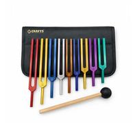 NS Crafts® 9 Piece Multi Coloured Unweighted Solfeggio Tuning Fork Set - 174Hz to 963Hz Complete Sound Healing Frequencies for Chakra, Meditation, Reiki, Biofield & Energy Therapy - Aluminium Alloy