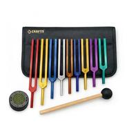 NS Crafts® 9 Piece Unweighted Solfeggio Tuning Fork Set with Activator - 174Hz to 963Hz Sound Healing Frequencies for Chakra, Meditation, Reiki & Energy Therapy - Aluminium Alloy