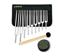 NS Crafts® Complete 9-piece Solfeggio Silver Tuning Fork Set, Covering the Full Frequency Range from 174Hz to 963Hz, Designed for Sound Therapy, Meditation, and Relaxation practices with Activator