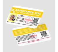 NS Design Yellow Assistance Dog ID Card UK - Custom Card with QR Code Linking to Equality and Human Rights Commission Guide