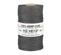 [NS HEMP] 100% Hemp String for Jewelry Making, Hemp Twine for Crafts, 430 Hemp Cord 1mm 130 Meters (020 Dark Grey)