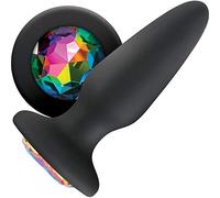 Glams Silicone Rainbow Gem Butt Plug Black