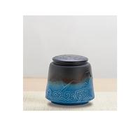 NS Online Small Urn Human Ashes Keepsake - Black Blue Ceramic Small Urn, Mountain Sea Sharing Urn, Honor Your Loved One Lost - Qnty 1
