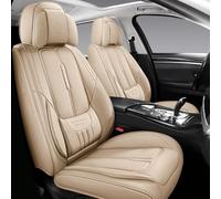 NS YOLO Leather Car Seat Covers, Faux Leatherette Automotive Vehicle Cushion Cover for Cars SUV Pick-up Truck Universal Fit Set for Auto Interior Accessories(Beige)