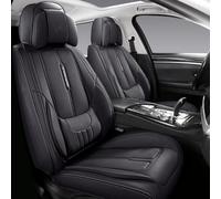NS YOLO Leather Car Seat Covers Full Set, Faux Leatherette Automotive Vehicle Cushion Cover Universal Fit for Cars SUV Pick-up Truck in Auto Interior Accessories (Black)