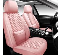 NS YOLO Leather Car Seat Covers Full Set, Universal Fit for Cars Trucks,SUVs,Waterproof Car Seat Protector,Automotive Seat Covers for 5 Seats (Pink, Full Set(Front and Rear-5 Seats))