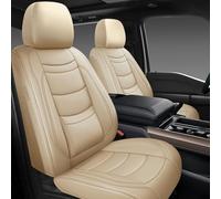 NS YOLO Leather Car Seat Covers Full Set,Universal Fit for Most Cars,SUVs and Sedans,Waterproof Luxury Leatherette Cushions, 5 Seats Protectors (Beige, Front Pair-2 Seats(Driver and Passenger))