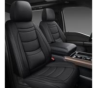 NS YOLO Leather Car Seat Covers Full Set,Universal Fit for Most Cars,SUVs and Sedans,Waterproof Luxury Leatherette Cushions, 5 Seats Protectors,Black