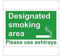 NS079 Designated Smoking Area Please Use Ashtrays Zone Shelter Outdoor Sign 200mm x 150mm Sticker/Sav - White Background