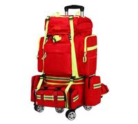 Nsaroche Emergency Utility Backpack -Resistant Wheeled Emergency Backpack High-Capacity for Firefighters, Field Teams, Red And Green, With 3 Hanging Bag