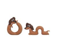 Nsaroche Set of 2 Dachshund Figurines, Resin Miniatures, Ideal for Decorating An Office, A Car Or As A Gift, Multi, Style B