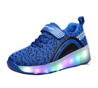 Nsasy Roller Shoes Girls Boys Wheel Shoes Kids Roller Skates Shoes LED Light Up Wheel Shoes for Kids for Children Toddler Shoes Size 6, 123-blue-single Wheel, 12.5 Little Kid