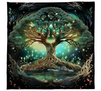 Nscdd Trees of Life Tablecloth Tarots Card Altars Cloth Astrologys Divinations Square Cloth Tapestry Home Decors Trees of Life Tarots Cards Spiritual Deckcloth