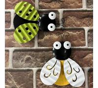 NSCMQSL 1pc Creative Handicrafts Iron Beetle Hand-painted Home Courtyard Balcony Villa Grassland Wall Decoration (Green)