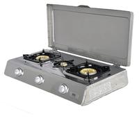 NSD-3C Stainless Steel 3-Burner Gas Stove for Camping w/ Ignition Safety + Lid