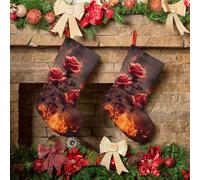 NSDdefAWCGT 18 in Personalized Christmas Stockings Soft Xmas Stocking Flowers Burning Large Christmas Stockings for Mantle Holiday Ornament Decoration Xmas Gift