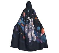 NSDdefAWCGT 59 Inch Cloak with Hood for Men Women Astronaut Space Flight Hooded Cape Cloak Unisex Halloween Witch Vampire Cosplay Costume