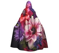 NSDdefAWCGT 59 Inch Cloak with Hood for Men Women Beautiful Rose Red Flowers Hooded Cape Cloak Unisex Halloween Witch Vampire Cosplay Costume