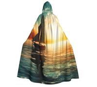 NSDdefAWCGT 59 Inch Cloak with Hood for Men Women Boat on The Ocean Hooded Cape Cloak Unisex Halloween Witch Vampire Cosplay Costume