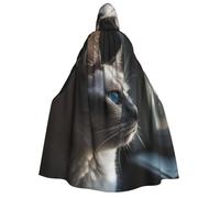 NSDdefAWCGT 59 Inch Cloak with Hood for Men Women Cat Looking out the Window Hooded Cape Cloak Unisex Halloween Witch Vampire Cosplay Costume