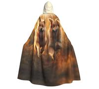 NSDdefAWCGT 59 Inch Cloak with Hood for Men Women Dog Running in the Field Hooded Cape Cloak Unisex Halloween Witch Vampire Cosplay Costume