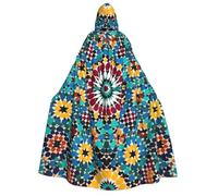NSDdefAWCGT 59 Inch Cloak with Hood for Men Women Moroccan Color Pattern Hooded Cape Cloak Unisex Halloween Witch Vampire Cosplay Costume