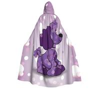NSDdefAWCGT 59 Inch Cloak with Hood for Men Women Purple Poodle Polka Dot Hooded Cape Cloak Unisex Halloween Witch Vampire Cosplay Costume