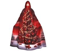 NSDdefAWCGT 59 Inch Cloak with Hood for Men Women Red Christmas Tree Hooded Cape Cloak Unisex Halloween Witch Vampire Cosplay Costume