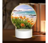 NSDdefAWCGT Acrylic Night Light Flowers at The Beach Night Lamp with USB Bedside LED Night Light for Home Decorations Christmas Birthday Wedding Gifts