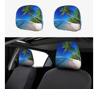 NSDdefAWCGT Car Seat Headrest Covers Set of 2 Blue Sea Sky Coconut Tree Car Seat Head Rest Cover Protector Car Decor Interior Vehicle Accessories Functional Headrest Cover for Car Truck Auto