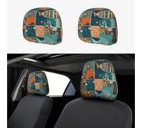 NSDdefAWCGT Car Seat Headrest Covers Set of 2 Colorful Squares for Fish Car Seat Head Rest Cover Protector Car Decor Interior Vehicle Accessories Functional Headrest Cover for Car Truck Auto